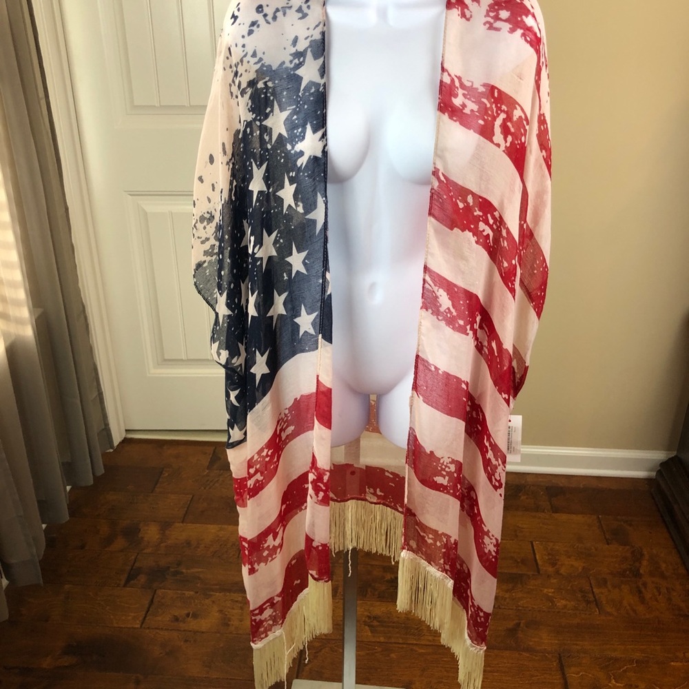 American Flag Kimono One Size Fits All w/ Fringe